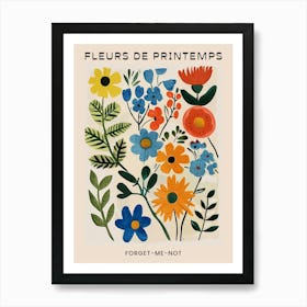 Spring Floral French Poster  Forget Me Not 2 Art Print