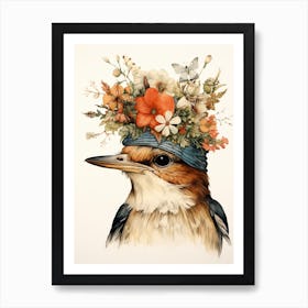 Bird With A Flower Crown Robin 2 Art Print