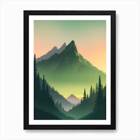 Misty Mountains Vertical Composition In Green Tone 111 Art Print