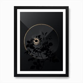 Shadowy Vintage Malmedy Rose Botanical in Black and Gold n.0019 Art Print