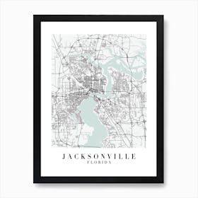 Jacksonville Florida Street Map Minimal Color Art Print