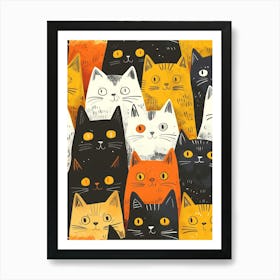 Perfectly Repeatable Artwork With Cute Cat Faces 68 Art Print