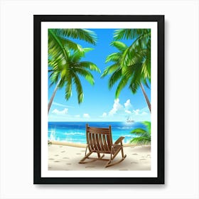 Rocking Chair On The Beach Art Print