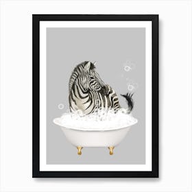 Zebra taking a bath Art Print