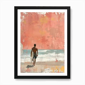 Surfer On The Beach Art Print