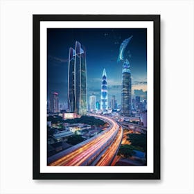 Bangkok Cityscape Of The Future Skyline Punctuated By Towering Skyscrapers Where Technology Gracef (4) Art Print