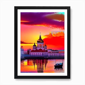 Cathedral Pop Art Abstract Sunset  Art Print