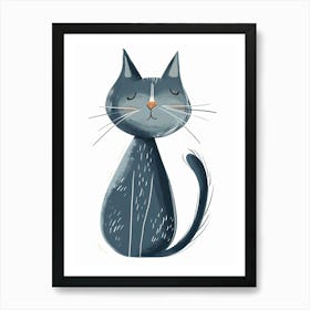 Chartreux Cat Clipart Illustration 6 Art Print