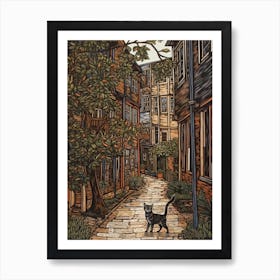 Painting Of Sydney With A Cat In The Style Of William Morris 1 Art Print