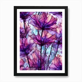 Purple Flowers - Ai Art Print