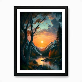 Sunset In The Mountains, Art Print