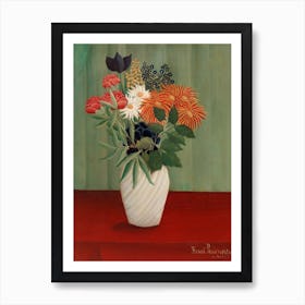 Bouquet Of Flowers With China Asters And Tokyos, Henri Rousseau Art Print