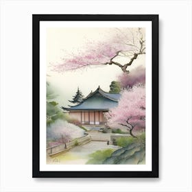 Adachi Museum Of Art, 2, Japan Pastel Watercolour Art Print