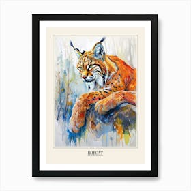 Bobcat Colourful Watercolour 3 Poster Art Print