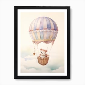 Baby Hedgehog 2 In A Hot Air Balloon Art Print