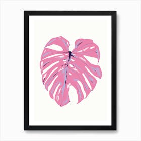 Monstera Leaf Pink Art Print