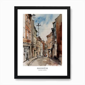 Manheim 4 Watercolour Travel Poster Art Print