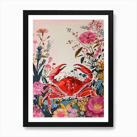 Floral Animal Painting Crab 1 Art Print