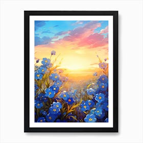 Forget Me Not By The Sunset (1) Art Print