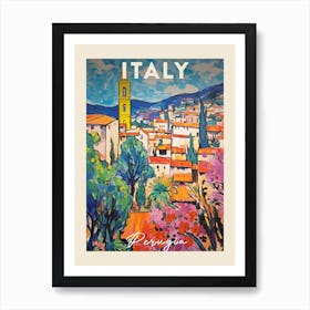 Perugia Italy 4 Fauvist Painting Travel Poster Art Print