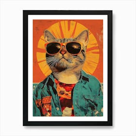 Vintage Retro Poster Cool Cat 6 Art Print