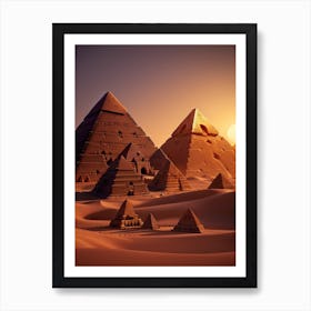 3d Animation Style Gothic Ancient Egyptian 3 Pyramids During S 0 Art Print