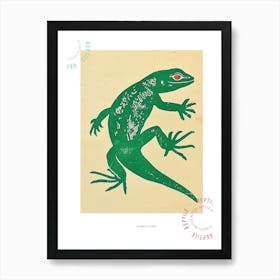 Forest Green Skinks Lizard Bold Block Colour 3 Poster Art Print