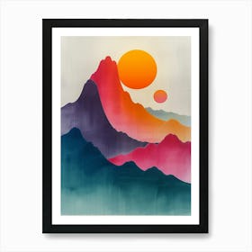 Sunset In The Mountains 50 Art Print