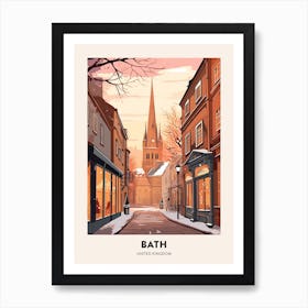 Vintage Winter Travel Poster Bath United Kingdom 2 Art Print