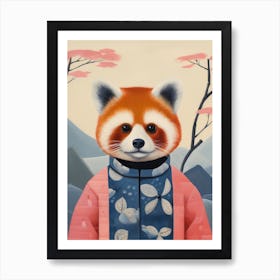 Playful Illustration Of Red Panda Bear For Kids Room 4 Art Print