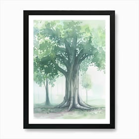 Banyan Tree Atmospheric Watercolour Painting 5 Art Print