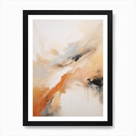 Charcoal And Orange Autumn Abstract Painting 6 Art Print