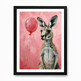 Cute Kangaroo 1 With Balloon Art Print