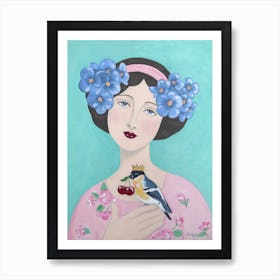 2 Woman With Bird And Cherry Art Print