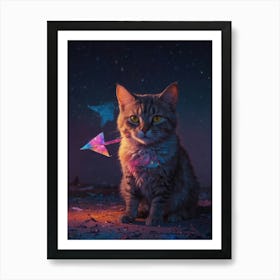 Cat With A Star Art Print