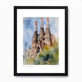 La Sagrada Familia, Barcelona, Spain 2 Watercolour Travel Poster Art Print