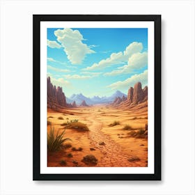 Desert Landscape Pixel Art 3 Art Print