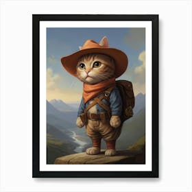 Cat with A Hat Explorer Art Print