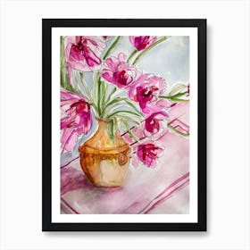 Terracota Pot Of Tulips Art Print