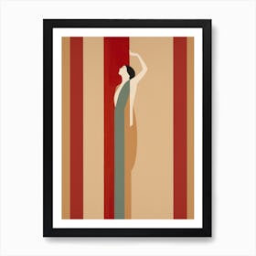 Woman In A Dress Abstract red and beige Art Art Print