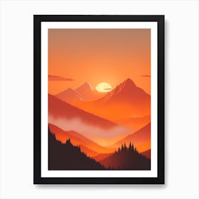 Misty Mountains Vertical Composition In Orange Tone 31 Art Print