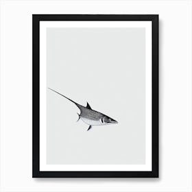 Sailfish Black & White Drawing Art Print