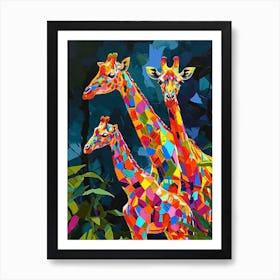 Geometric Giraffe In The Leaves 3 Art Print