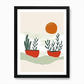 Cactus In Pots 1 Art Print