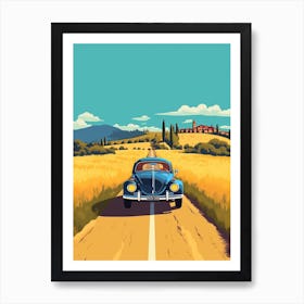 A Volkswagen Beetle In The Tuscany Italy Illustration 2 Art Print