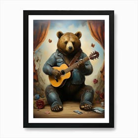 Bear Playing Guitar 3 Art Print