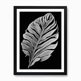 Plantain Leaf Linocut 2 Art Print