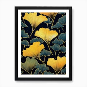 Ginkgo Leaves Seamless Pattern 2 Art Print