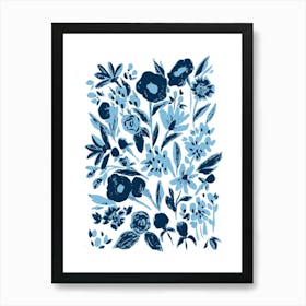 Blue Bold Flowers Art Print