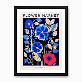 Blue Flower Market Poster Hollyhock 4 Art Print
